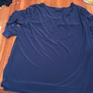 Jennie&Marlis size extra large blouse navy blue with roll up threequarter sleeve